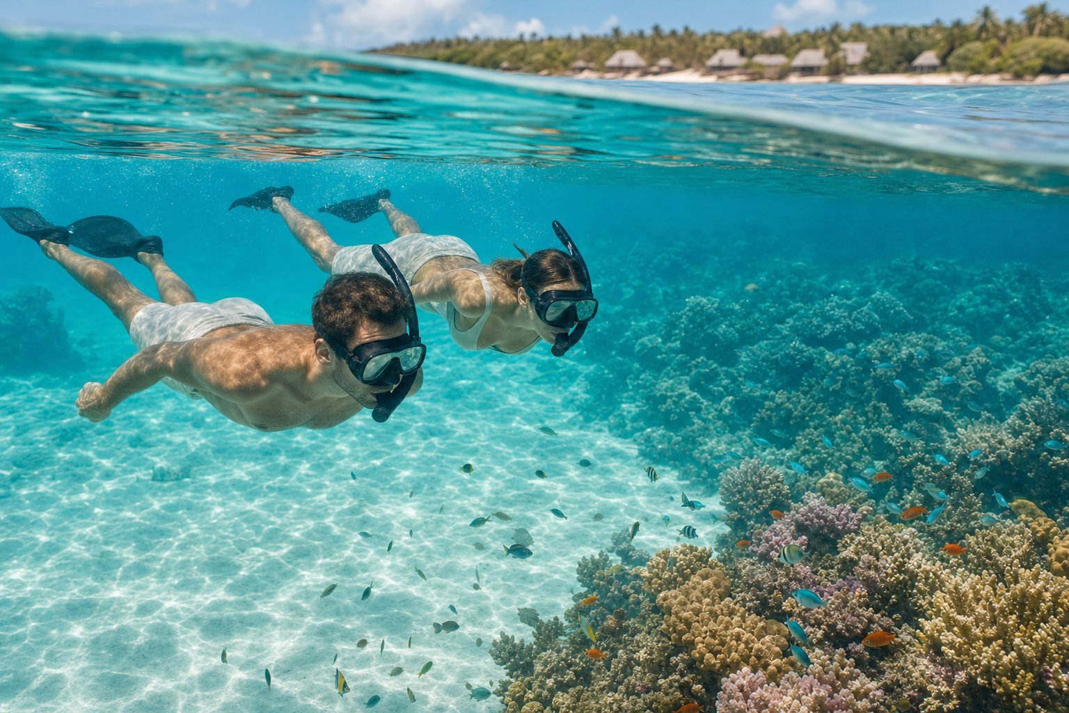 Snorkelling over the reef