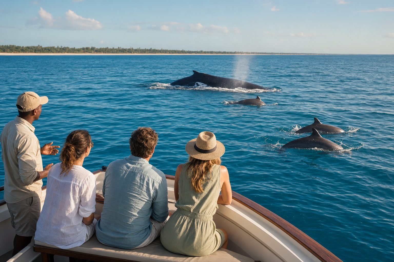 Marine life watching from a boat